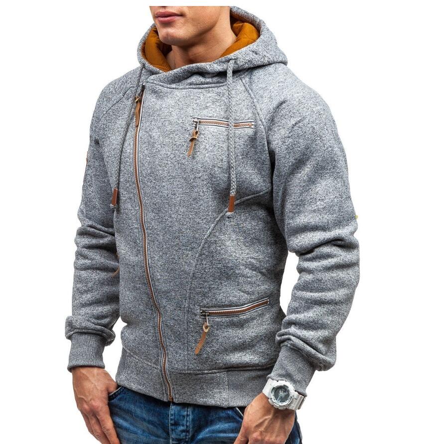 Men's Hooded Sweatshirt with Side Zipper and Fabric