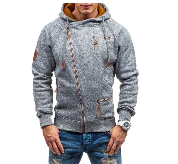Men's Hooded Sweatshirt with Side Zipper and Fabric