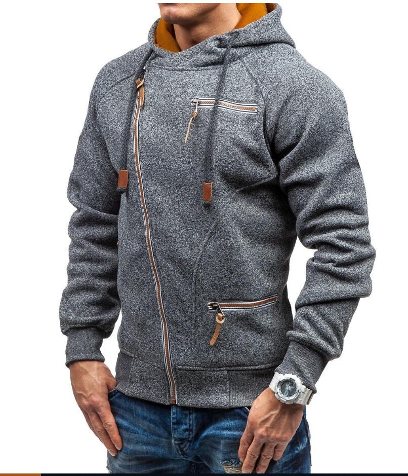 Men's Hooded Sweatshirt with Side Zipper and Fabric
